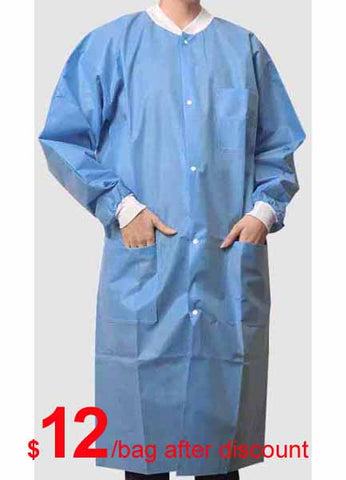 Premium SMS Isolation Lab Coat $12/bag of 10 - ATOMO Dental Supplies